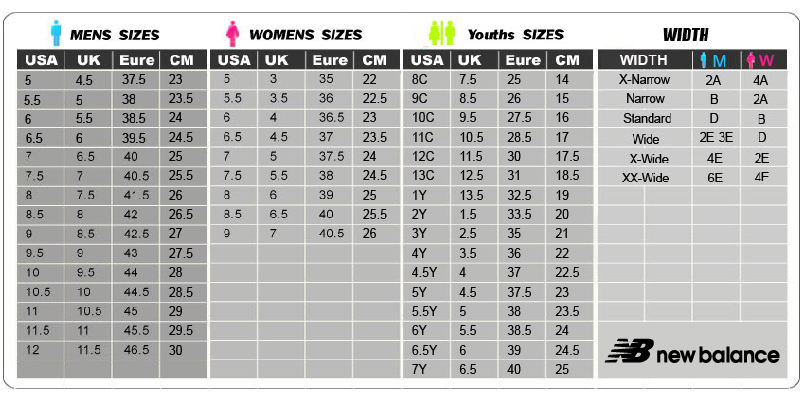 New Balance Us Shoe Size Chart